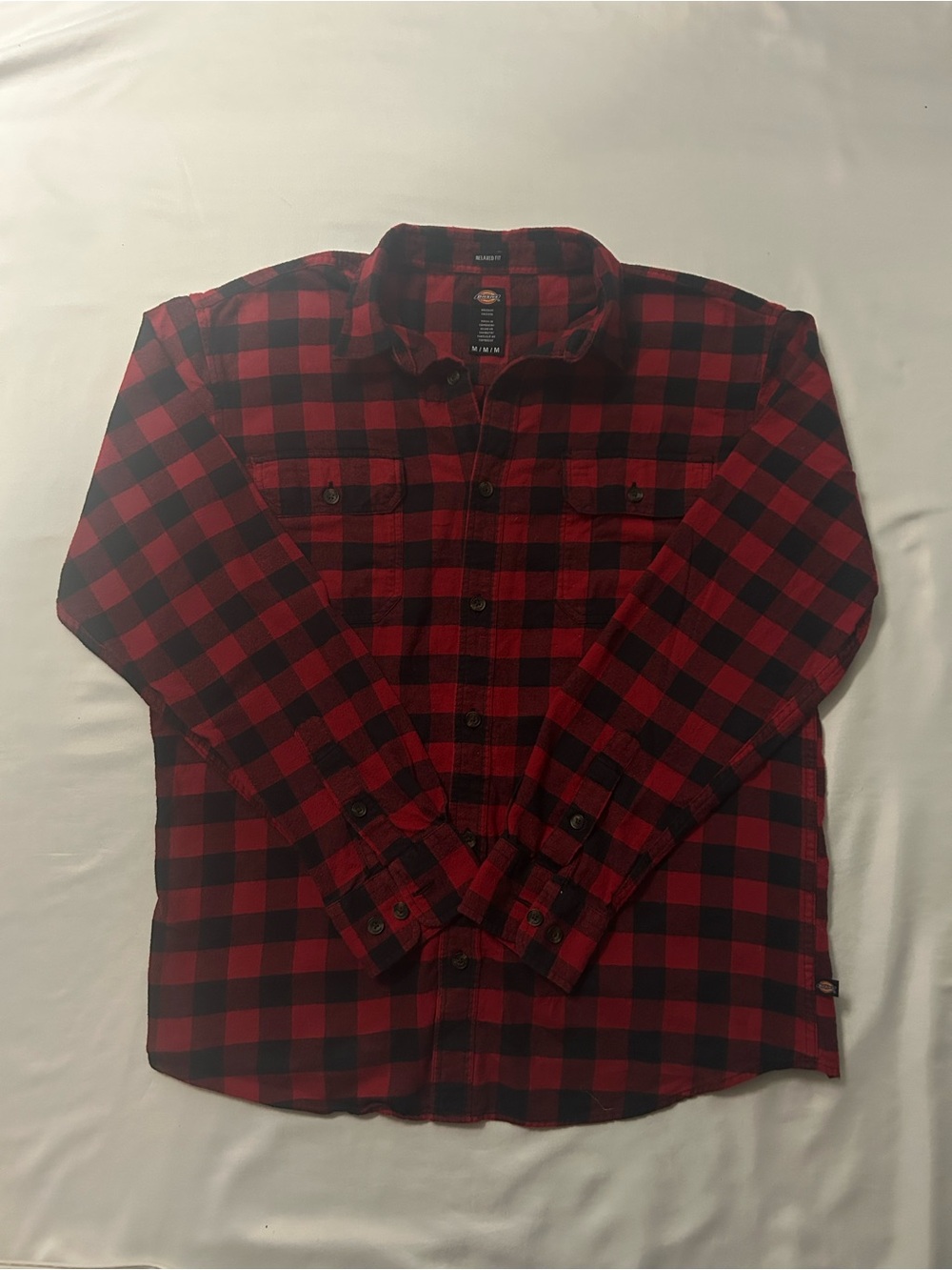 Dickies Red & Black Buffalo Plaid Flannel Shirt Men’s Medium